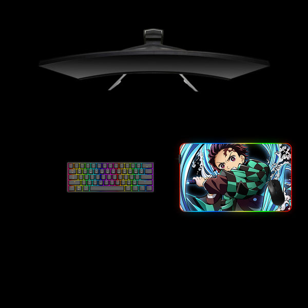 Demon Slayer Tanjiro Water Design Medium Size RGB Lit Gamer Mouse Pad