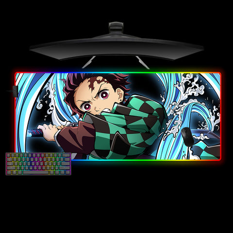 Demon Slayer Tanjiro Water Design XXL Size RGB Lit Gamer Mouse Pad