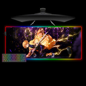 Demon Slayer Zenitsu Agatsuma Design XL Size RGB Backlit Gaming Mouse Pad, Computer Desk Mat