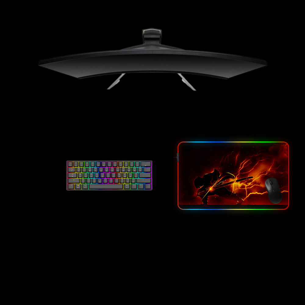 Demon Slayer Zenitsu Dark Design Medium Size RGB Light Gaming Mouse Pad