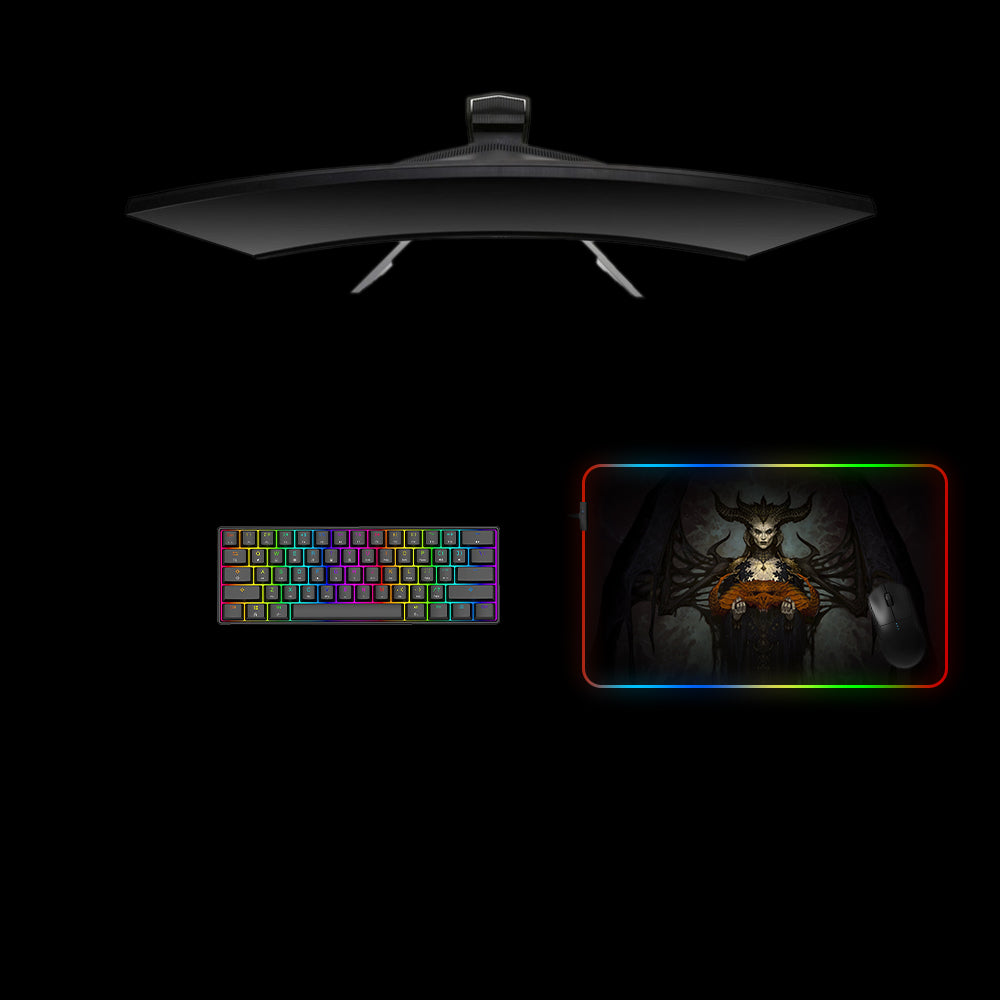 Diablo Lilith Skull Design Medium Size RGB Illuminated Gaming Mouse Pad