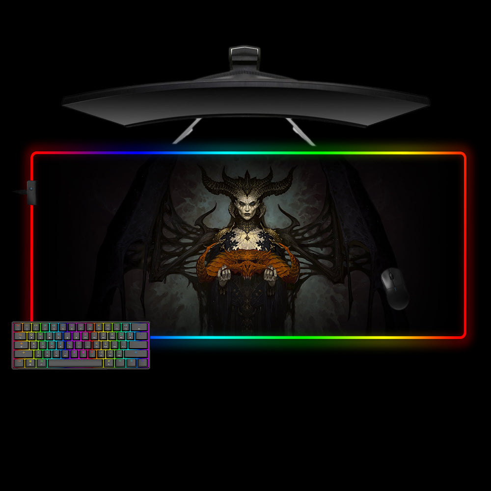 Diablo Lilith Skull Design XL Size RGB Illuminated Gaming Mouse Pad