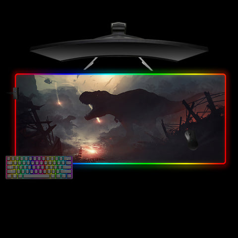 Dinosaur Apocalypse Design XXL Size RGB Lights Gaming Mousepad