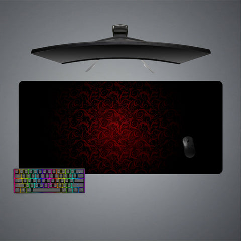 Dirty Red & Black Floral Design XXL Size Gamer Mouse Pad