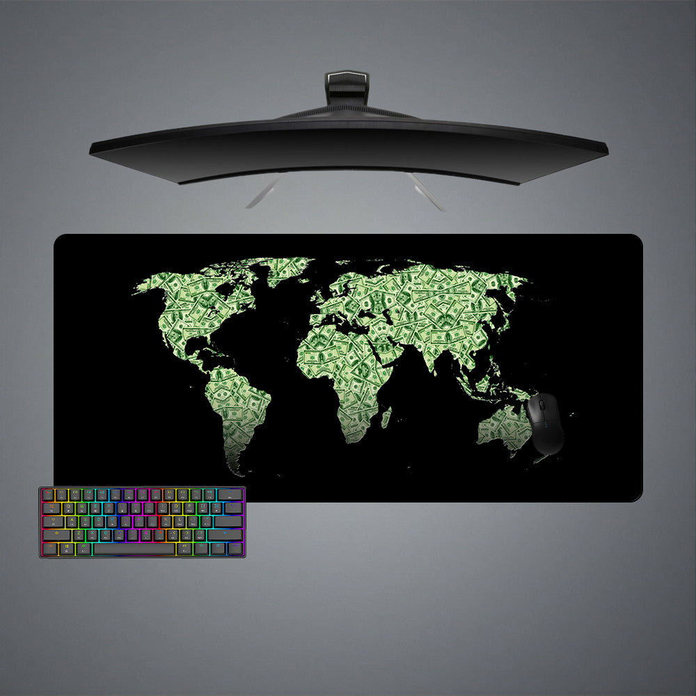 Dollar Map Design XL Size Gamer Mouse Pad, Computer Desk Mat