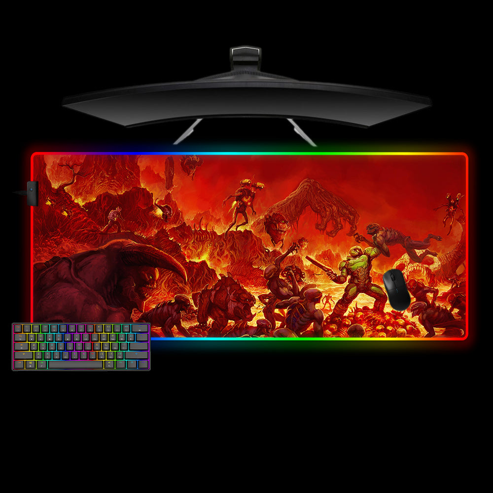 Doom Hell Design XL Size RGB Illuminated Gaming Mouse Pad