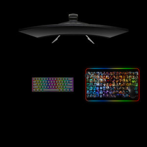 DOTA 2 All Heroes Design Medium Size RGB Illuminated Gamer Mouse Pad, Computer Desk Mat