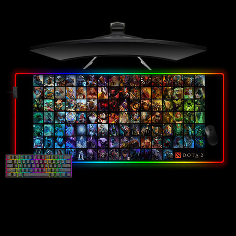 DOTA 2 All Heroes Design XXL Size RGB Illuminated Gamer Mouse Pad, Computer Desk Mat