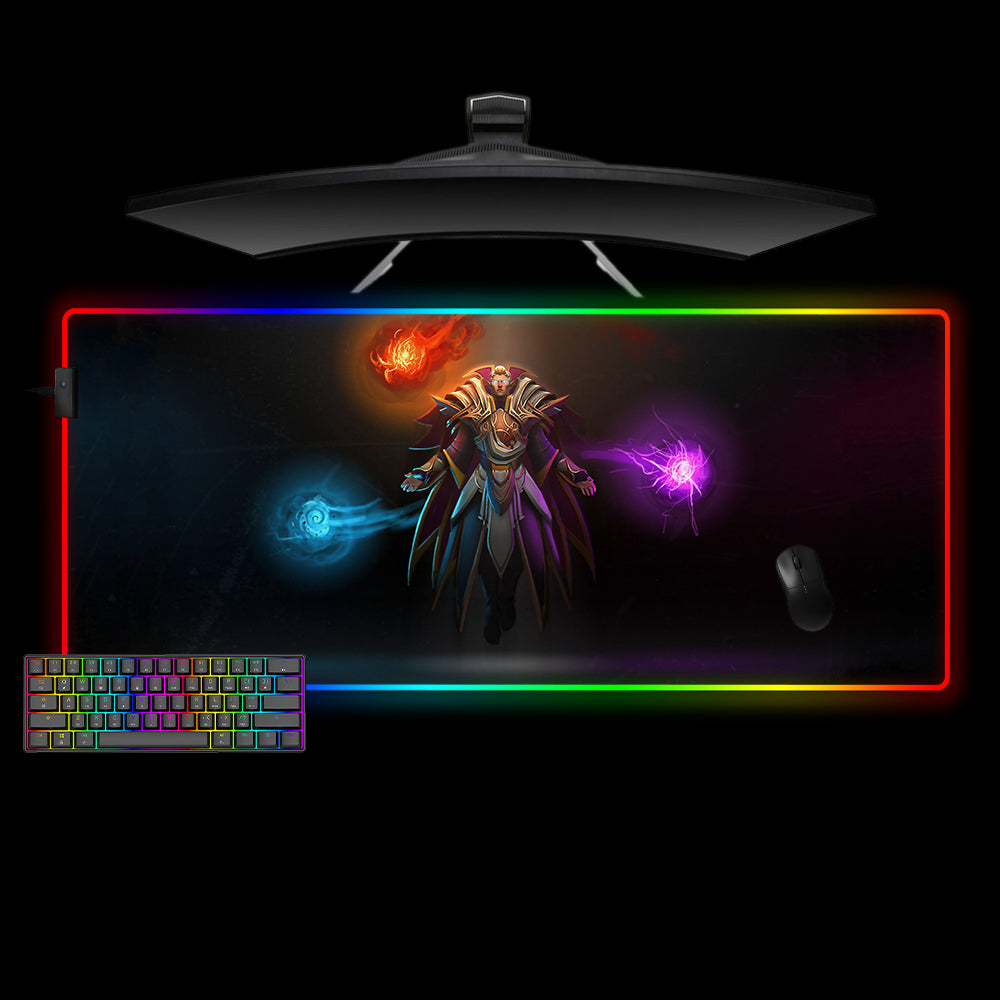 DOTA 2 Invoker Design XL Size RGB Light Gamer Mouse Pad, Computer Desk Mat
