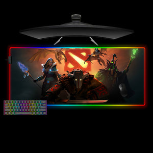 DOTA 2 Logo Heroes Design Extra Large Size RGB Illuminated Gamer Mouse Pad, Computer Desk Mat