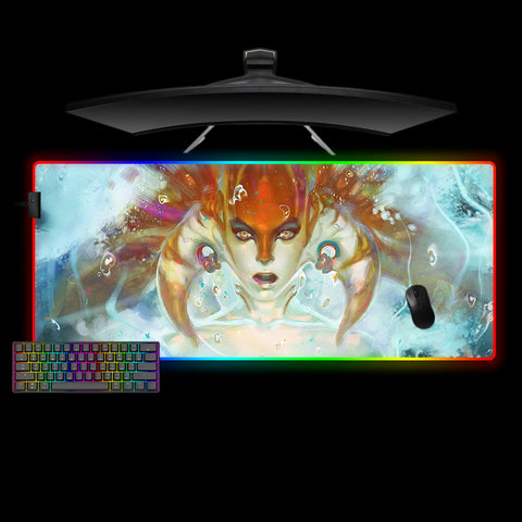 DOTA 2 Naga Siren Design XL Size RGB Backlit Gamer Mouse Pad, Computer Desk Mat