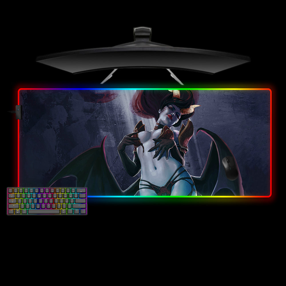 DOTA 2 Queen of Pain Design XL Size RGB Lighting Gamer Mouse Pad, Computer Desk Mat