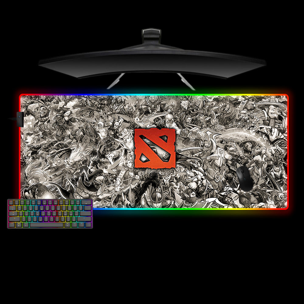 Large size RGB gamer mouse pad with "Dota hero drawing" printed design