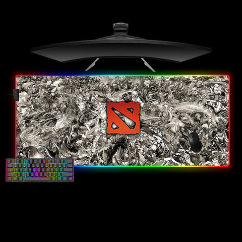 Large size RGB gamer mouse pad with "Dota hero drawing" printed design