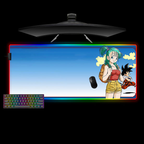 Bulma & Kid Goku Design Large Size RGB Lit Gaming Mouse Pad, Computer Desk Mat