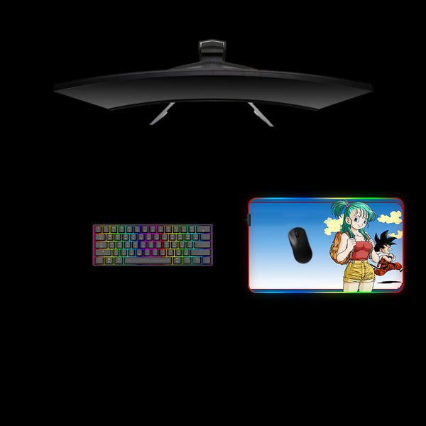 Bulma & Kid Goku Design Medium Size RGB Lit Gaming Mouse Pad, Computer Desk Mat