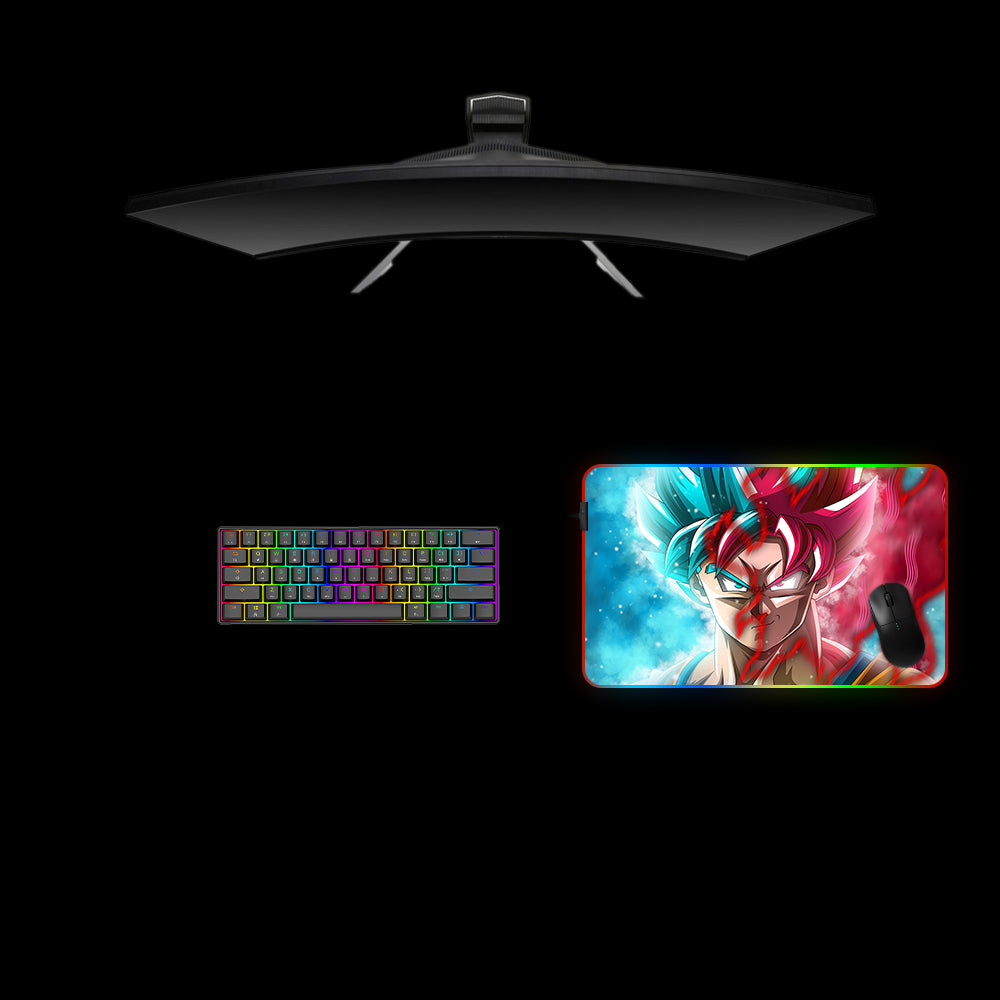 Medium Size RGB Backlit Mouse Pad with Dragon Ball God Goku Printed Design