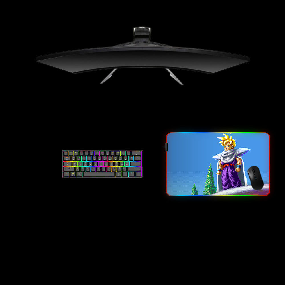 DBZ Gohan Pixel Art Design Medium Size RGB Lit Gaming Mouse Pad, Computer Desk Mat