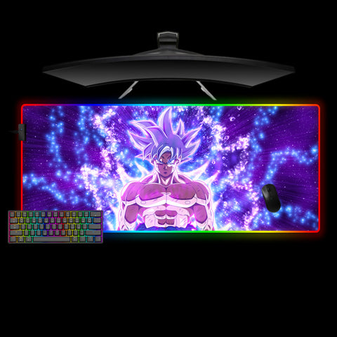 Dragon Ball Goku Ultra Instinct Aura Design XL Size RGB Backlit Gaming Mouse Pad, Computer Desk Mat