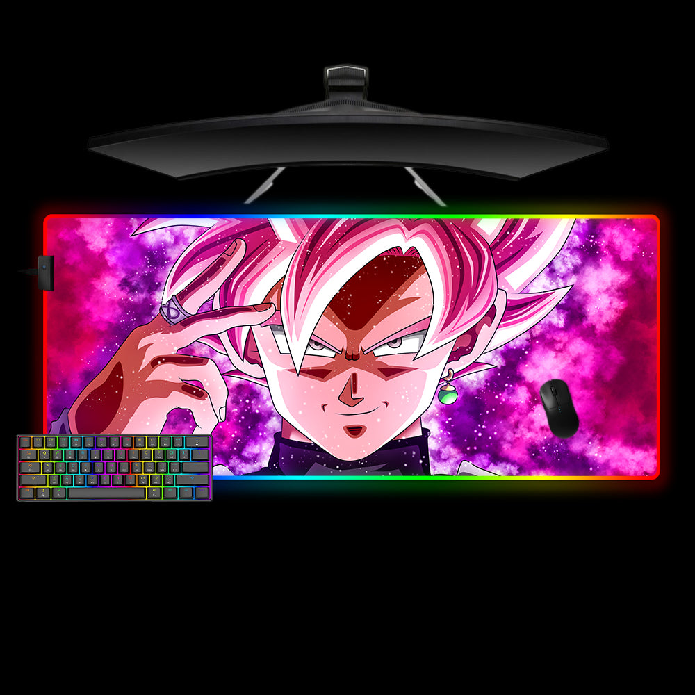 Dragon Ball Rose Goku Black Design XL Size RGB Backlit Gamer Mouse Pad, Computer Desk Mat