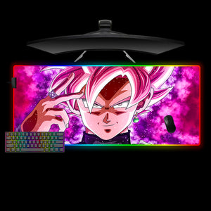 Dragon Ball Rose Goku Black Design XL Size RGB Backlit Gamer Mouse Pad, Computer Desk Mat