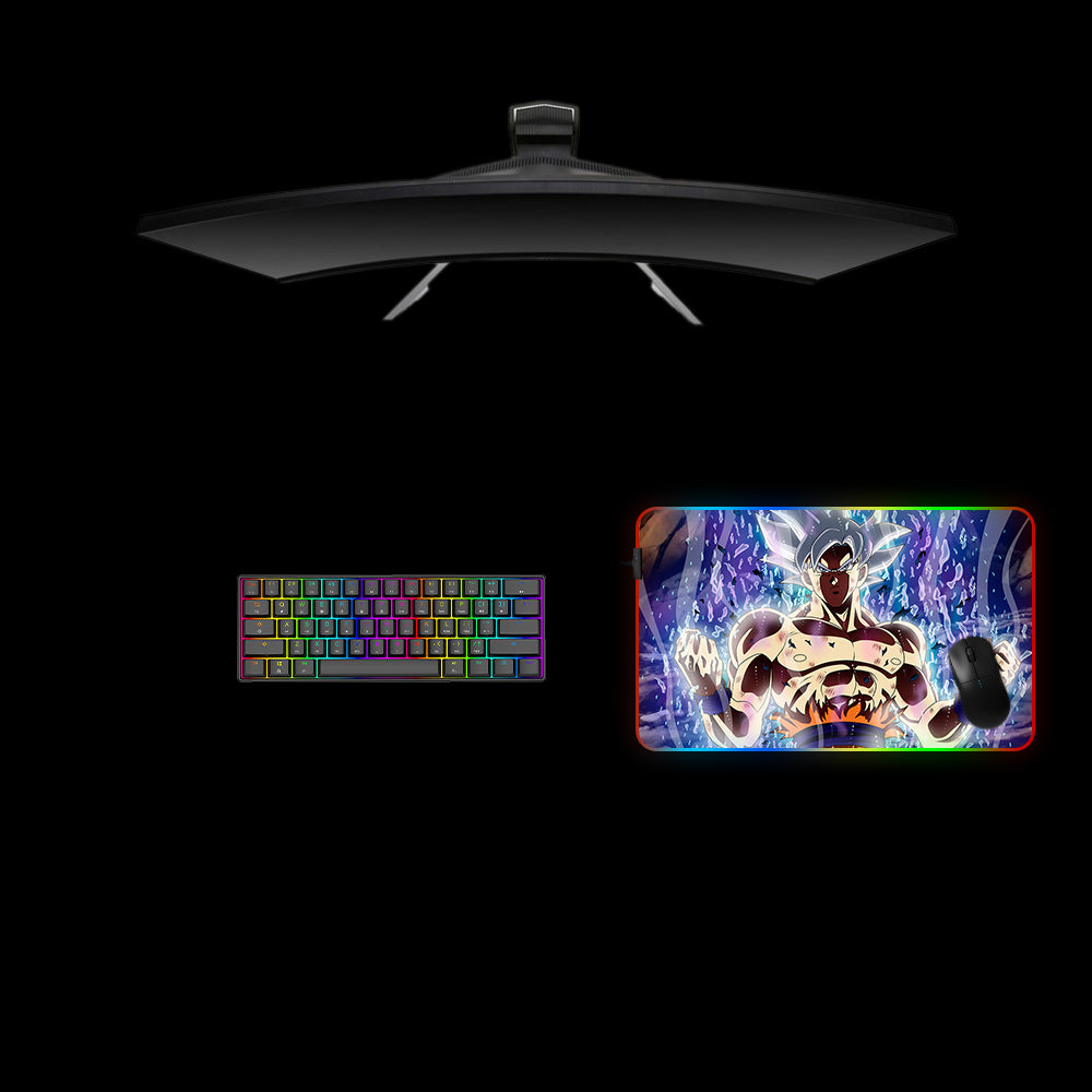 Dragon Ball Ultra Instinct Goku Design Medium Size RGB Light Up Gaming Mouse Pad, Computer Desk Mat