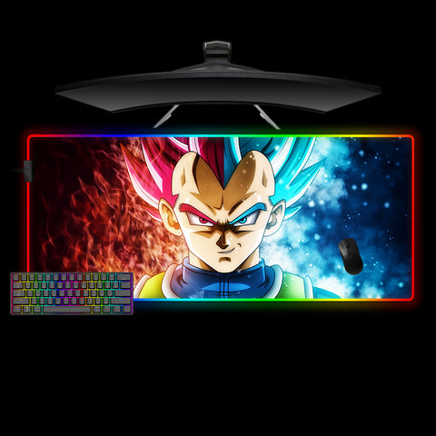 Dragon Ball Vegeta God Forms Design XL Size RGB Backlit Gaming Mouse Pad, Computer Desk Mat