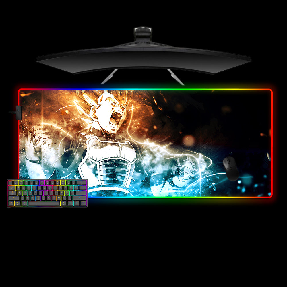 Dragon Ball Vegeta Transforms Design XL Size RGB Gamer Mouse Pad, Computer Desk Mat