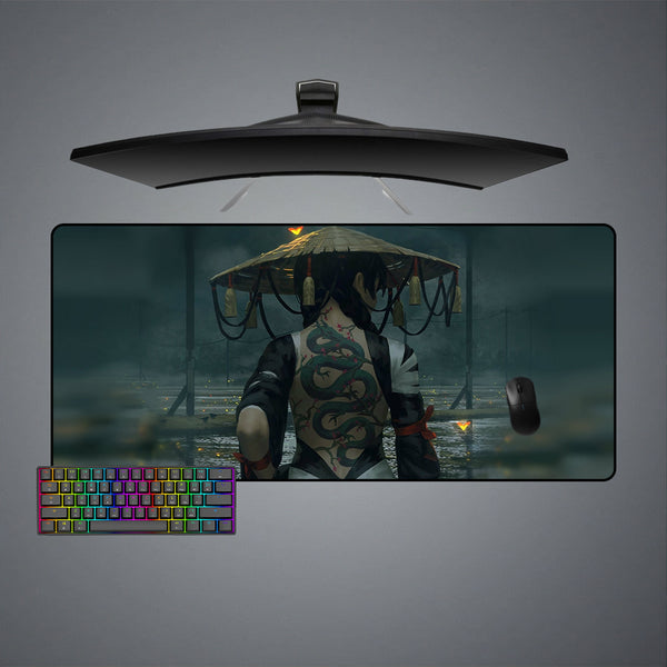 Dragon Tattoo Girl Design XL Size Gaming Mouse Pad, Computer Desk Mat