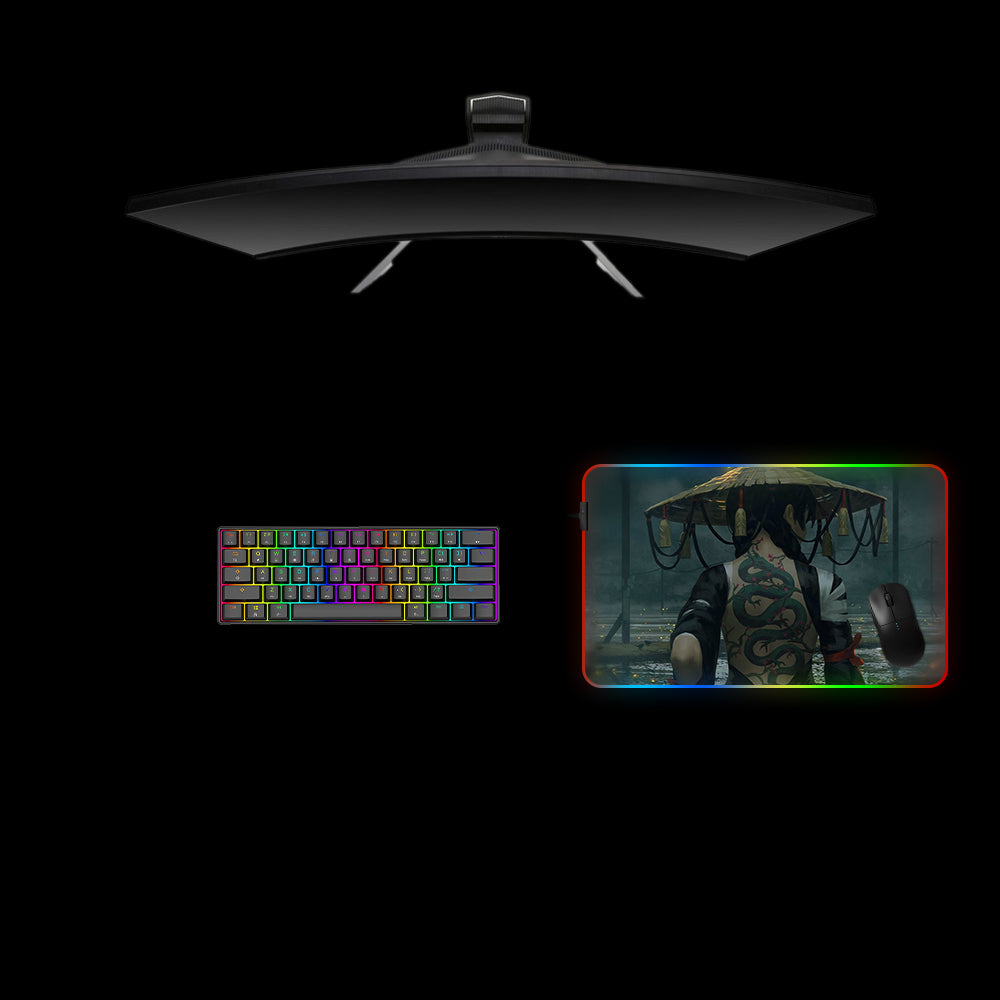 Dragon Tattoo Girl Design M Size RGB Gaming Mouse Pad, Computer Desk Mat