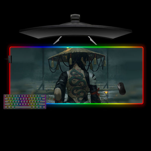 Dragon Tattoo Girl Design XL Size RGB Gaming Mouse Pad, Computer Desk Mat