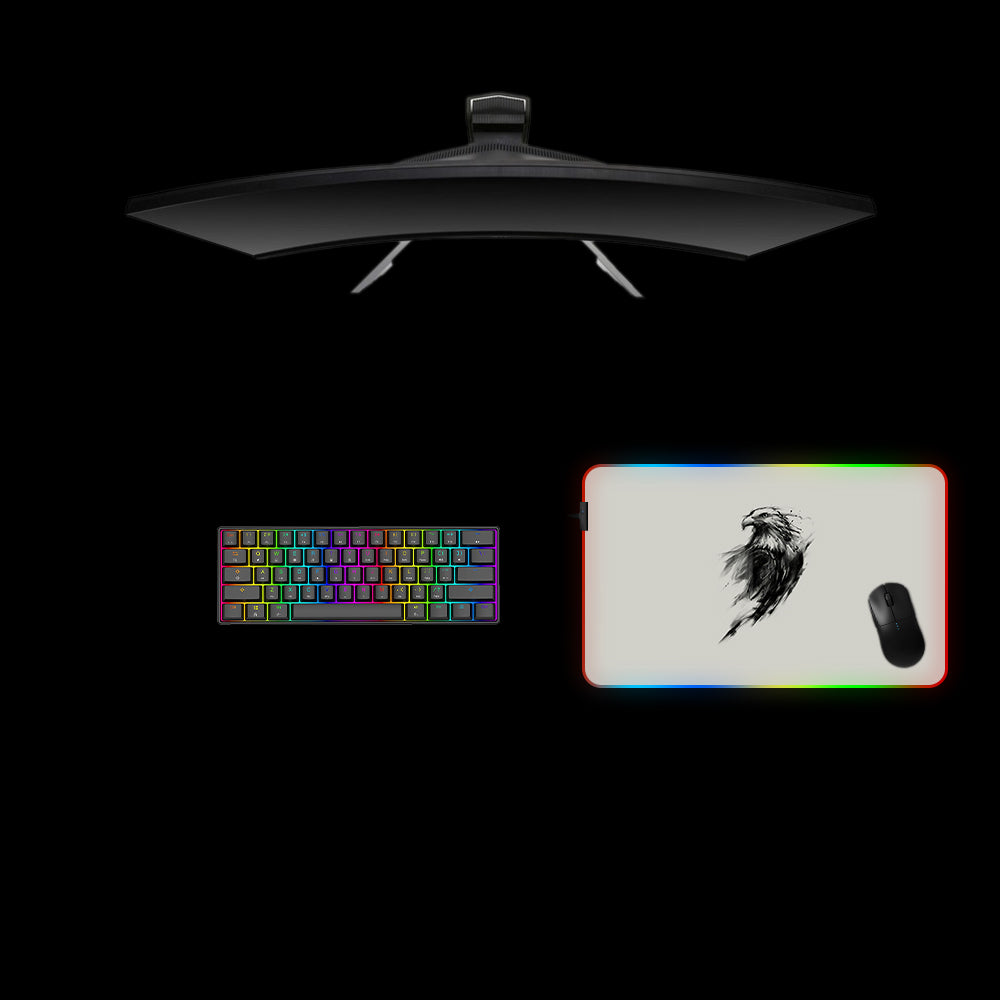 Eagle Sketch Design Medium Size RGB Light Gamer Mouse Pad