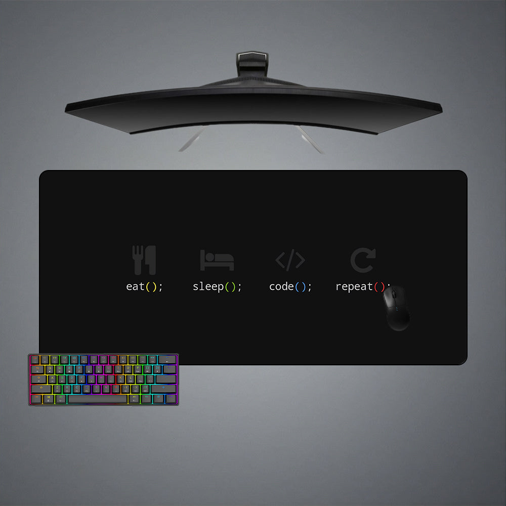 Eat Sleep Code Repeat Design XXL Size Gamer Mouse Pad