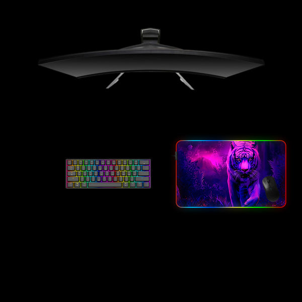 Enchanted Tiger Design Medium Size RGB Lit Gaming Mousepad, Computer Desk Mat