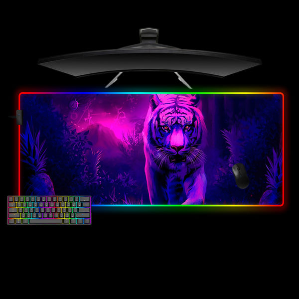 Enchanted Tiger Design XXL Size RGB Lit Gaming Mousepad, Computer Desk Mat