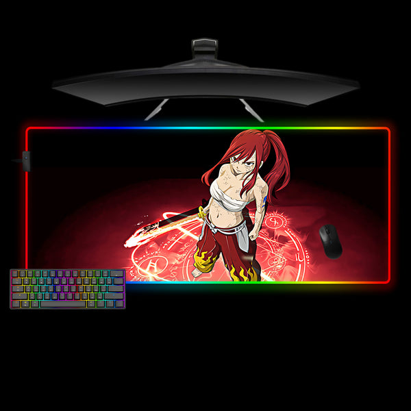 Erza Scarlet Sign Design XXL Size RGB Illuminated Gamer Mouse Pad