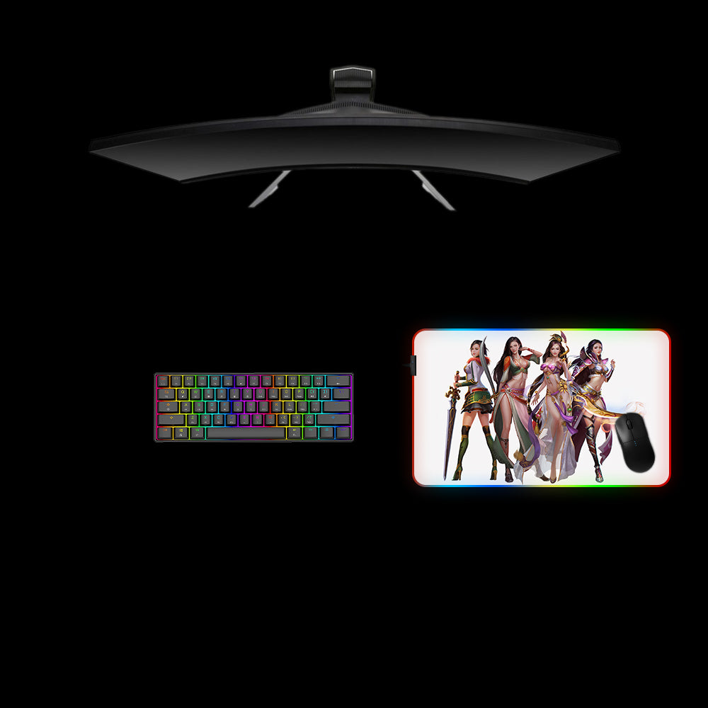 Fantasy Girls Design Medium Size RGB Light Gaming Mouse Pad