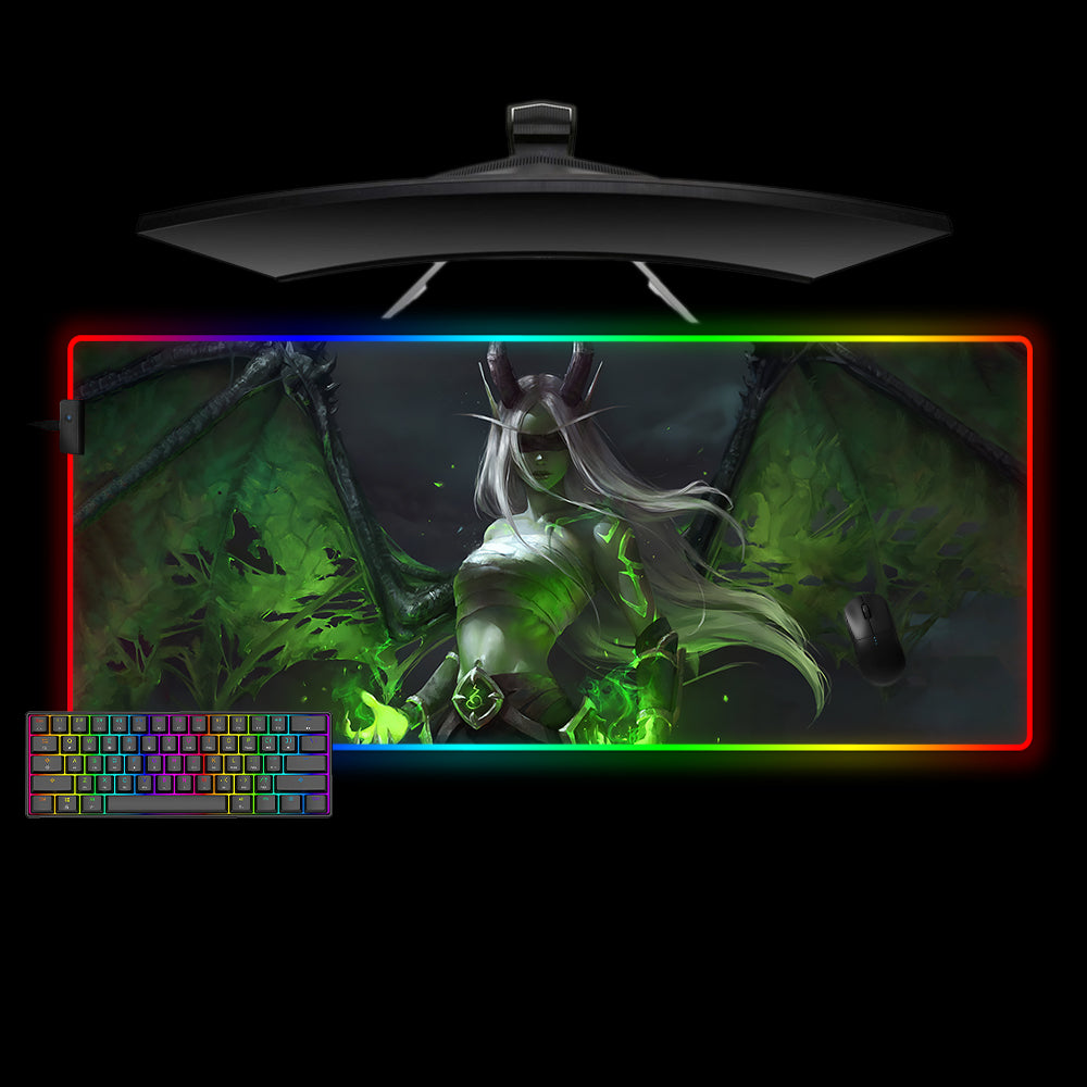Female Illidari Design XXL Size RGB Lit Gamer Mouse Pad