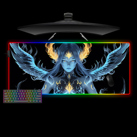 Fiery Angel Design Large Size RGB Illuminated Gaming Mousepad