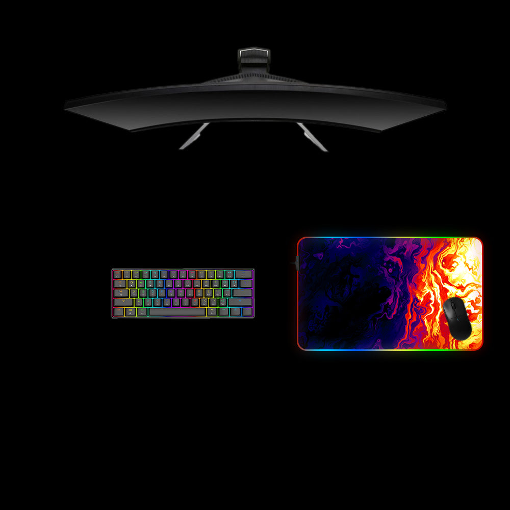 Fiery Flow Design M-XXL Size RGB Light Gaming Mouse Pad