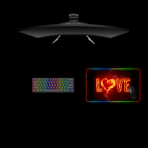 Fiery Love Design Medium Size RGB Lights Gaming Mousepad