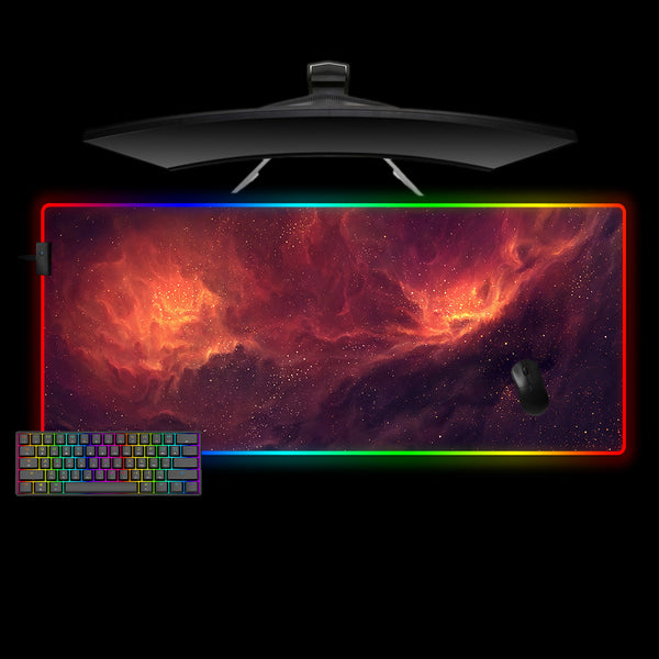 Fiery Nebula Design XXL Size RGB Backlit Gaming Mouse Pad