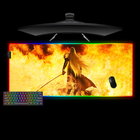 Sephiroth Flames Design XL Size RGB Light Gamer Mouse Pad