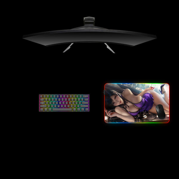 Sexy Tifa Design Medium Size RGB Lit Gamer Mouse Pad