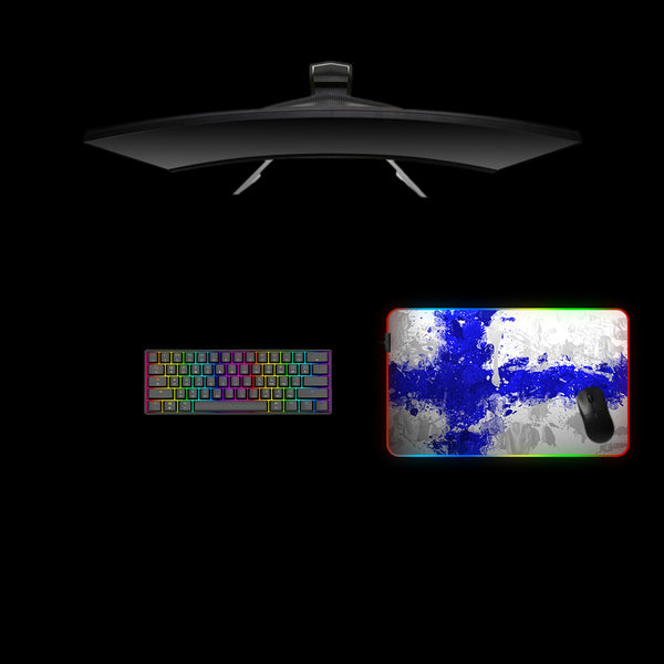 Finland Splash Paint Design Medium Size RGB Light Gamer Mouse Pad, Computer Desk Mat