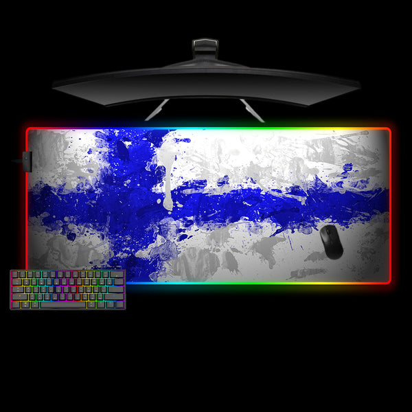 Finland Splash Paint Design XL Size RGB Light Gamer Mouse Pad, Computer Desk Mat