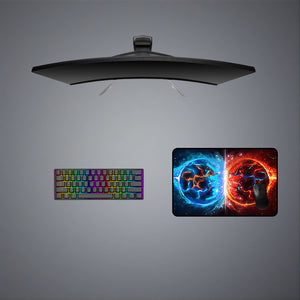 Medium Size Mouse Pad with Fireballs Collide Printed Design