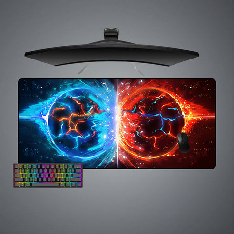 Large Size Mouse Pad with Fireballs Collide Printed Design