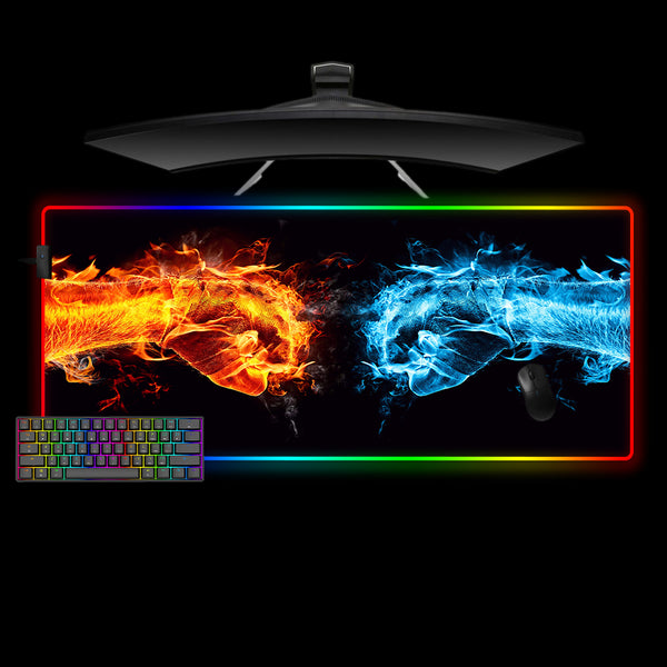 Flaming Fists Design XL Size RGB Backlit Gaming Mouse Pad, Computer Desk Mat