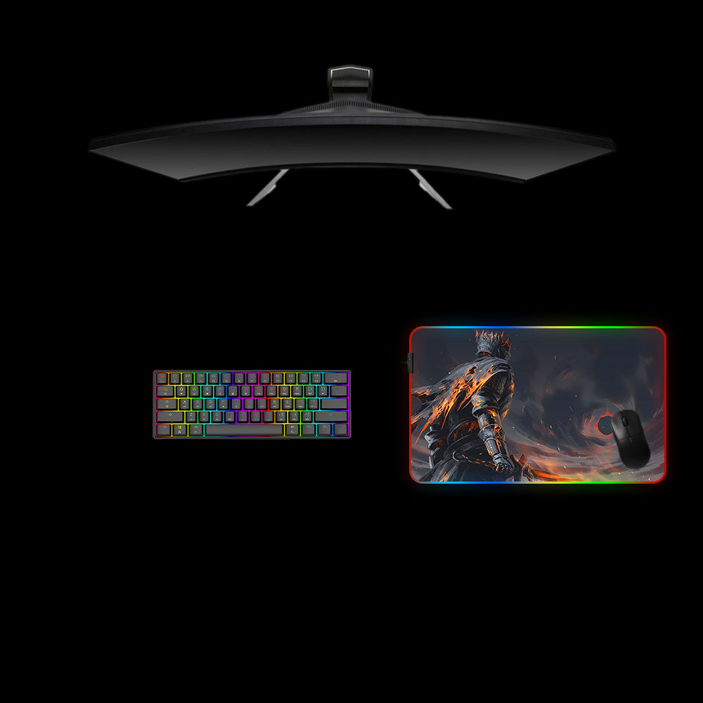 Flaming Sword Design Medium Size RGB Light Gaming Mouse Pad